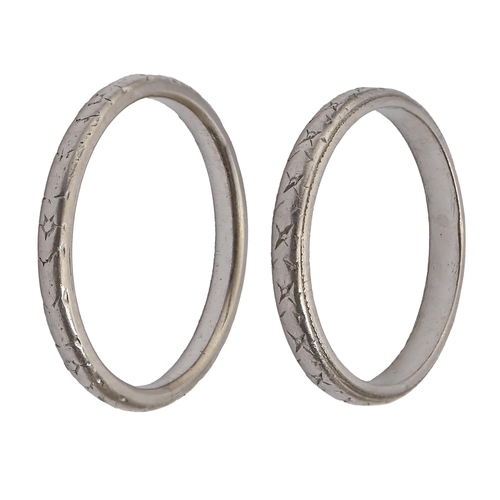 Two platinum wedding rings,