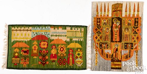 TWO POLISH WOVEN RUGSTwo Polish