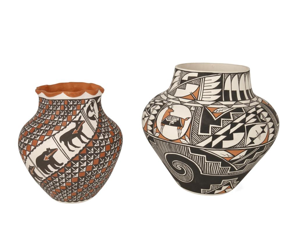 TWO POLYCHROME ACOMA POTTERY
