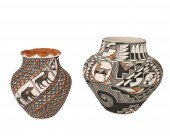 TWO POLYCHROME ACOMA POTTERY V