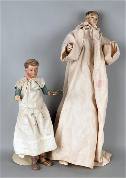 TWO POLYCHROME AND WOOD MONK