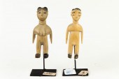 TWO POLYCHROME CARVED EWE DOLL