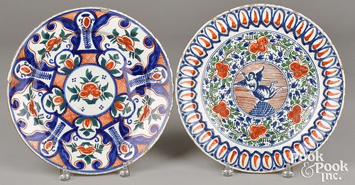 TWO POLYCHROME DELFT CHARGERS, 18TH