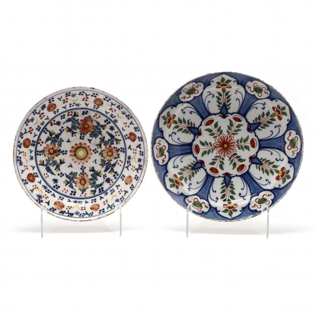 TWO POLYCHROME DELFT CHARGERS