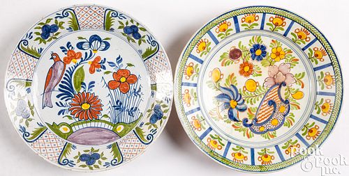 TWO POLYCHROME DELFTWARE