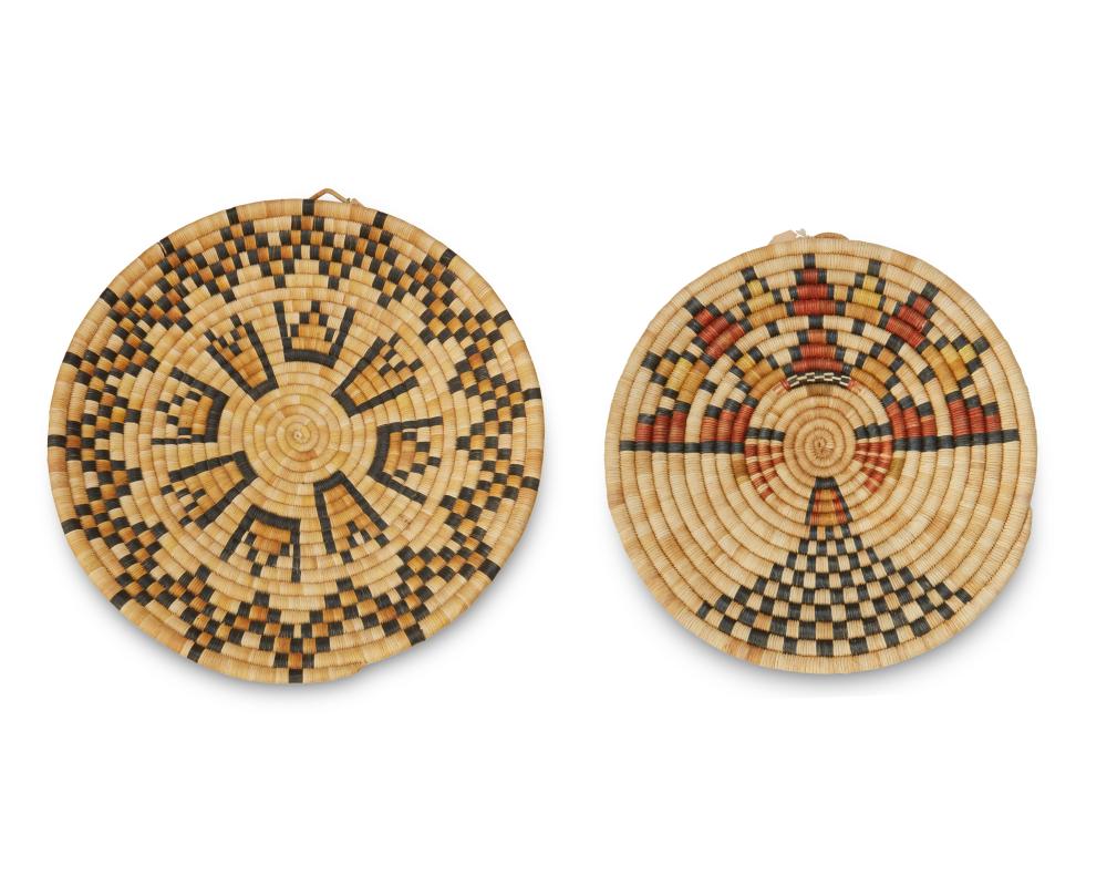 TWO POLYCHROME HOPI PUEBLO BASKETRY