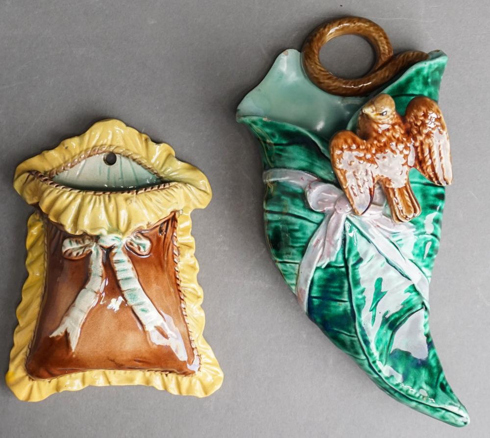 TWO POLYCHROME MAJOLICA WALL