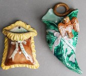 TWO POLYCHROME MAJOLICA WALL P