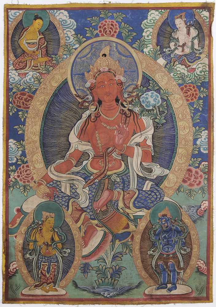 Two Polychromed Thangkas Tibet,
