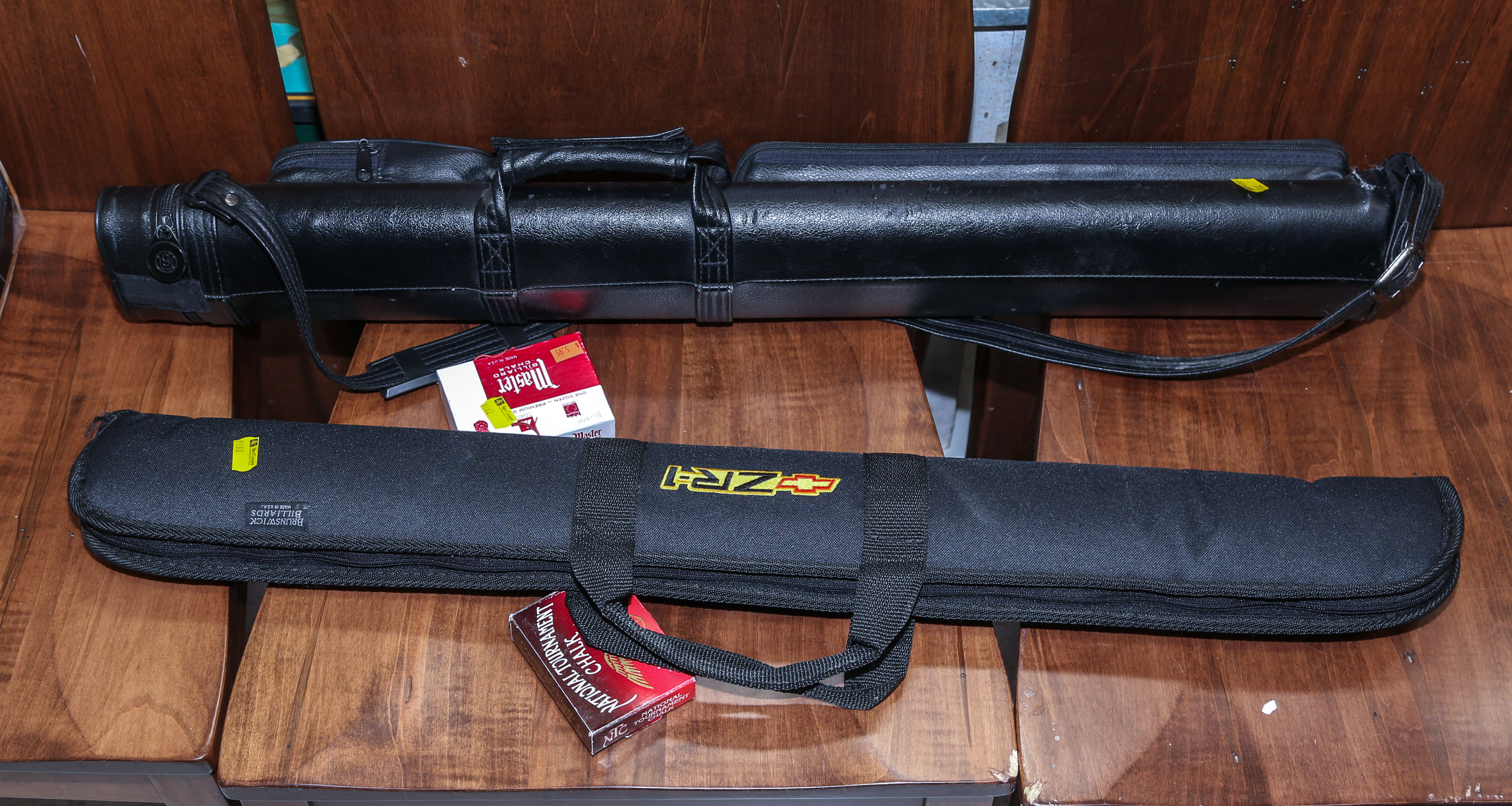 TWO POOL CUES, CASES &