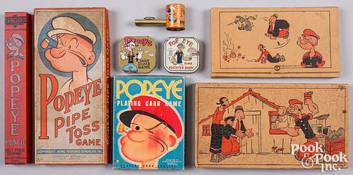 TWO POPEYE DIME BANKS, ETC.Two
