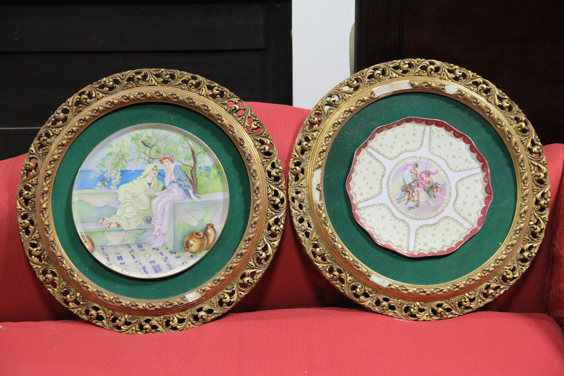TWO PORCELAIN CHARGERS IN GILT