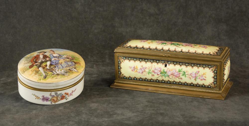TWO PORCELAIN DRESSER BOXES:TWO