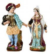TWO PORCELAIN FIGURAL SPILL VA