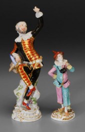 Two porcelain figures: harlequ