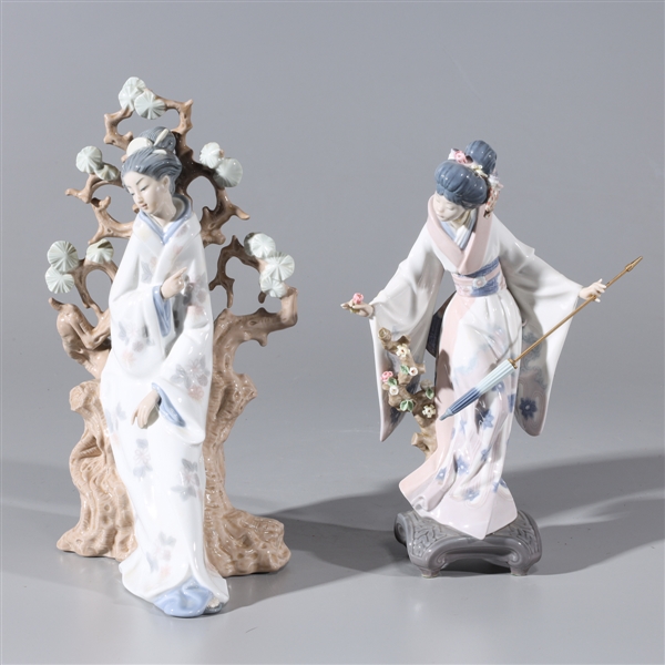 Two porcelain "Geisha" figures by