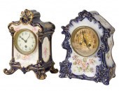 TWO PORCELAIN MANTEL CLOCKSTwo