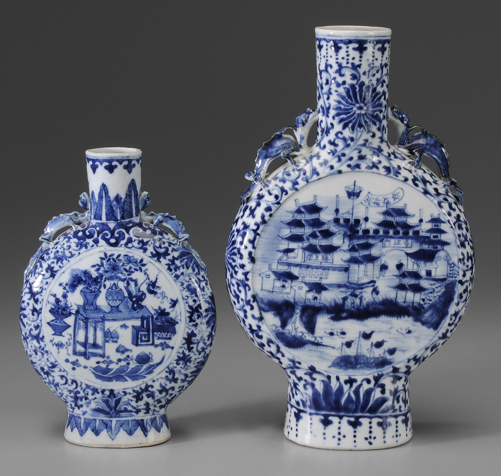 Two Porcelain Moon Flasks