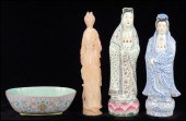 TWO PORCELAIN QUAN YIN FIGURES