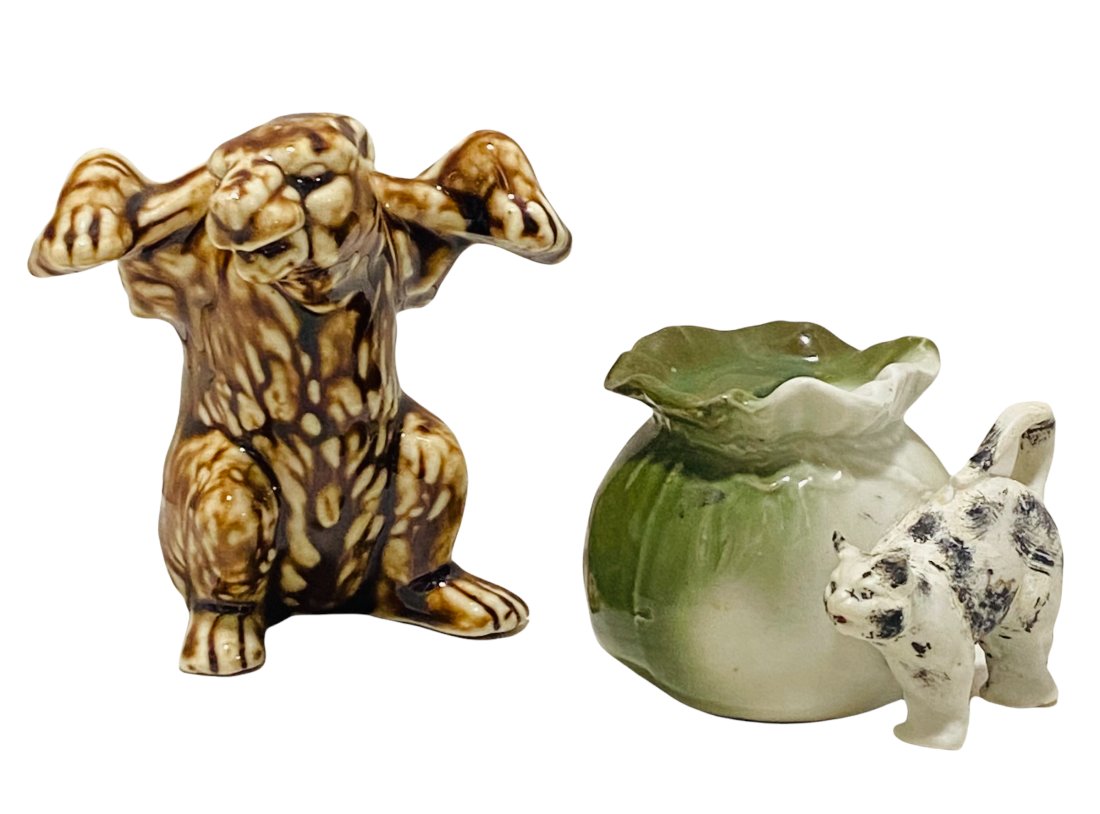 TWO PORCELAIN STILL BANKS - BEAR