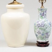 TWO PORCELAIN TABLE LAMPSThe f