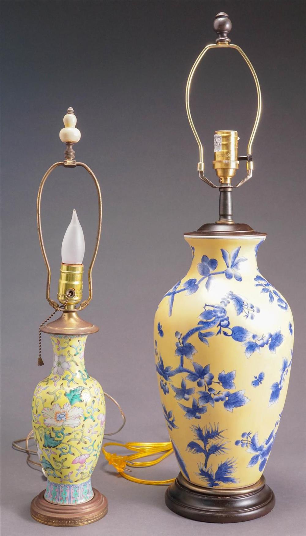TWO PORCELAIN VASES MOUNTED AS