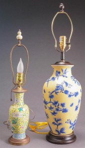 TWO PORCELAIN VASES MOUNTED AS