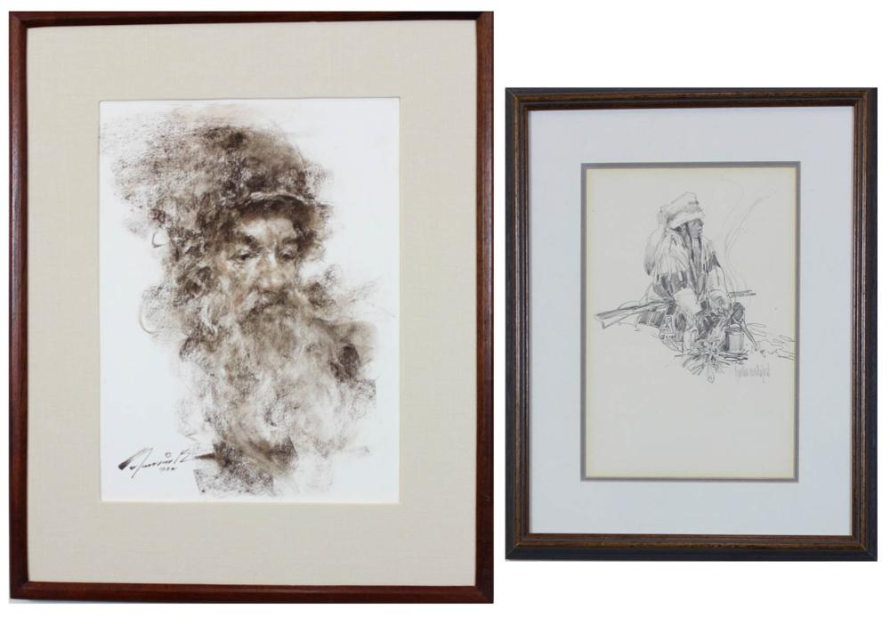 TWO PORTRAIT DRAWINGS: HOLLIS