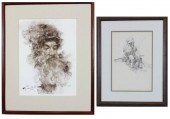 TWO PORTRAIT DRAWINGS: HOLLIS