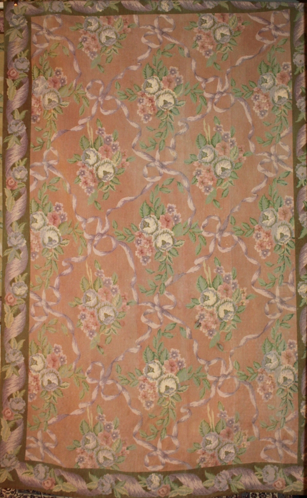 TWO PORTUGUESE FLORAL NEEDLEPOINT