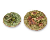 TWO PORTUGUESE PALISSY-STYLE P