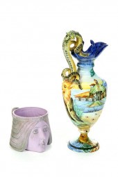 TWO POTTERY PIECES.  European