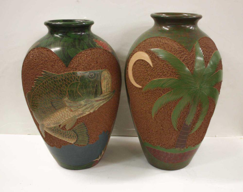 TWO POTTERY VASES BY ENMANUEL