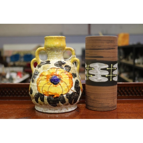 Two pottery vases, one with an