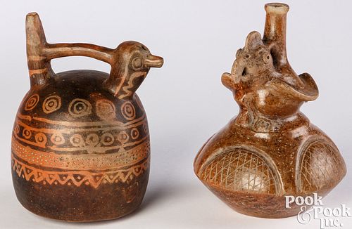 TWO PRE-COLUMBIAN BIRD EFFIGY