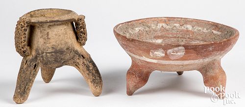 TWO PRE-COLUMBIAN TRIPOD POTTERY