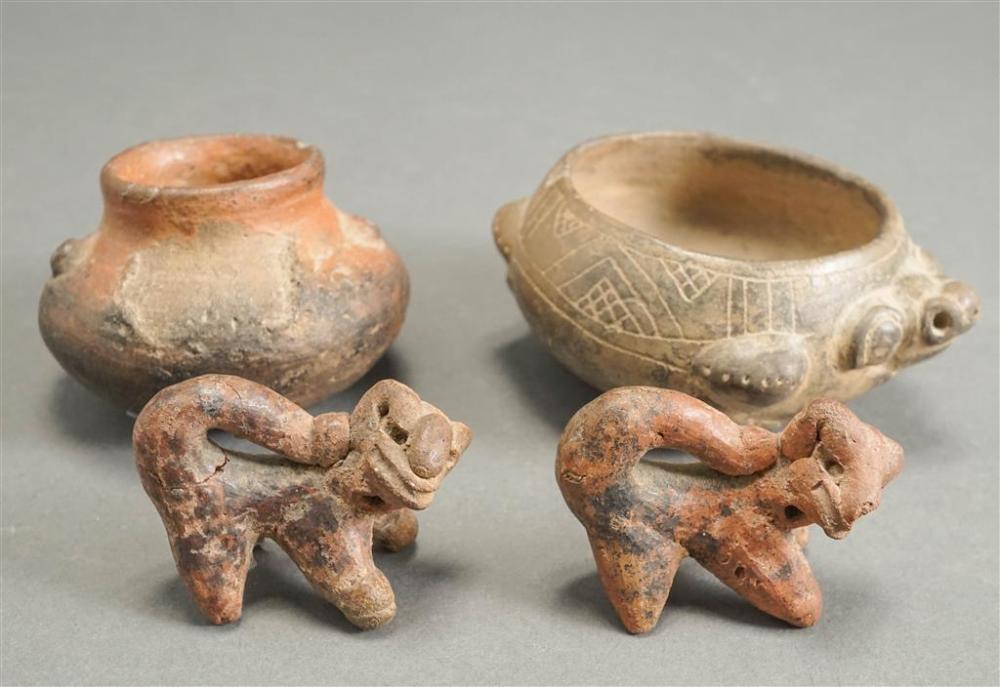 TWO PRE-COLUMBIAN-TYPE GRAY AND RED