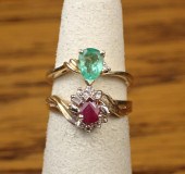 TWO PRECIOUS GEMSTONE AND GOLD