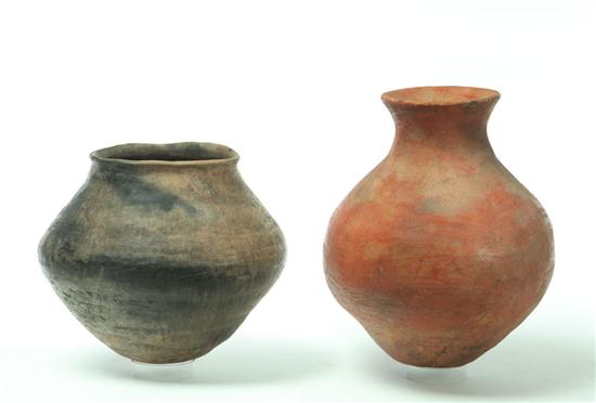 ***TWO PREHISTORIC POTTERY JARS. 