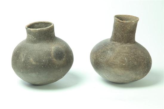 ***TWO PREHISTORIC POTTERY JARS. 