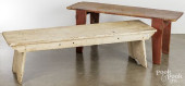 TWO PRIMITIVE PAINTED BENCHES<