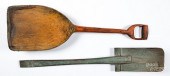 TWO PRIMITIVE PAINTED SHOVELS,