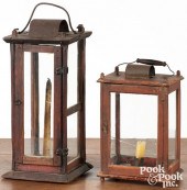 TWO PRIMITIVE WOOD LANTERNS, 1
