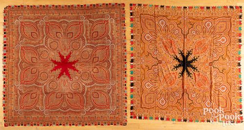 TWO PRINTED PAISLEY SHAWLS,Two