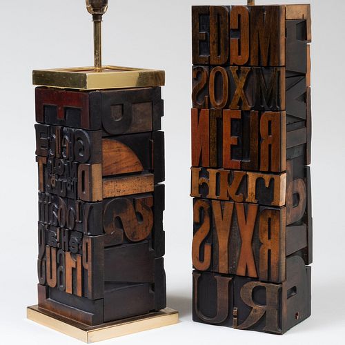 TWO PRINTING BLOCK MOUNTED TABLE