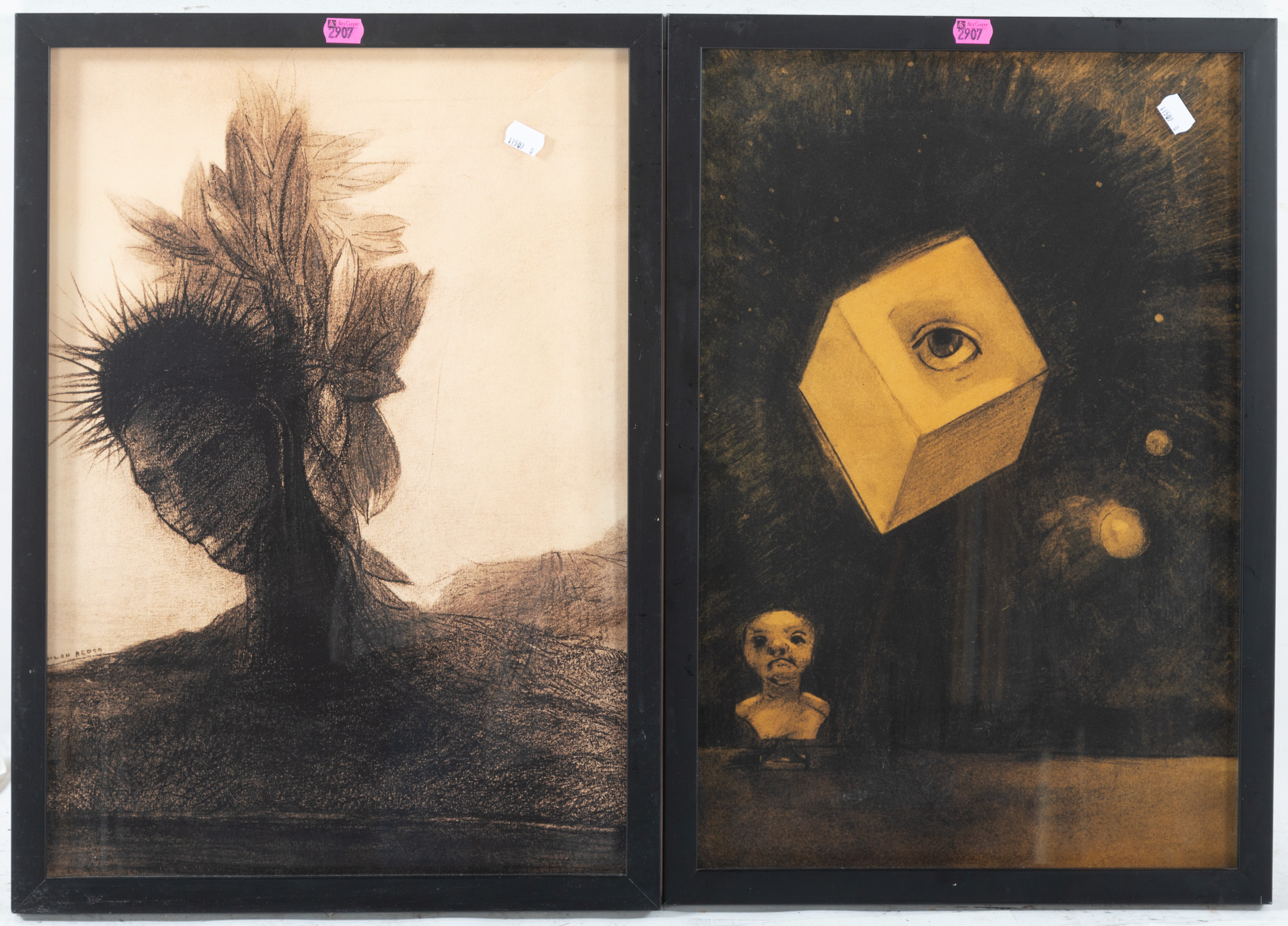 TWO PRINTS AFTER DRAWINGS BY ODILON