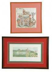 TWO PRINTS.  Handcolored aquat