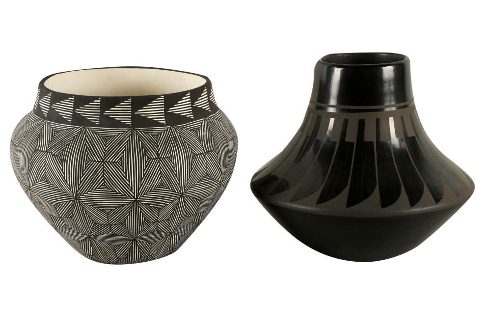 TWO PUEBLO POTTERY VASESblack and
