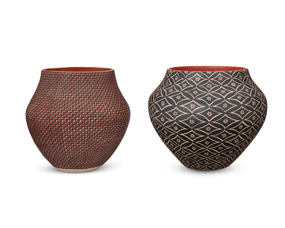 TWO PUEBLOAN POTTERY OLLA JARSTwo