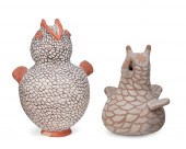 TWO PUEBLOAN POTTERY OWLSTwo P
